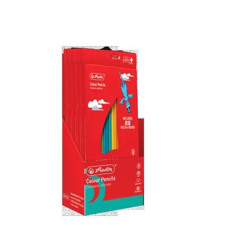 CREIOANE COLOR SUPERIOARE HERLITZ 24 BUC, SECTIUNE HEXAGONALA, MINA 3MM, ASCUTITOARE INCLUSA