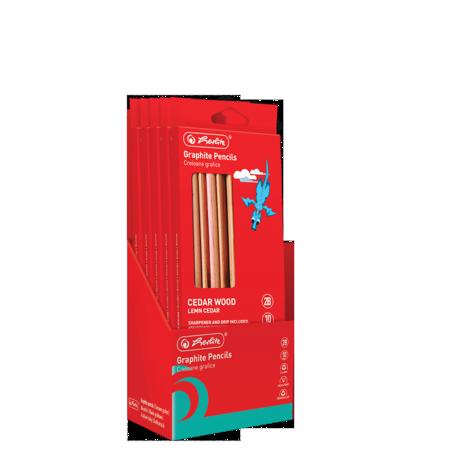 CREIOANE 2B HERLITZ 10 BUC, ASCUTITOARE SI MANSON ADERENT INCLUSE, LEMN CEDRU, SECTIUNE TRIUNGHIULARA MINA REZISTENTA ANTI-RUPERE 2.4MM