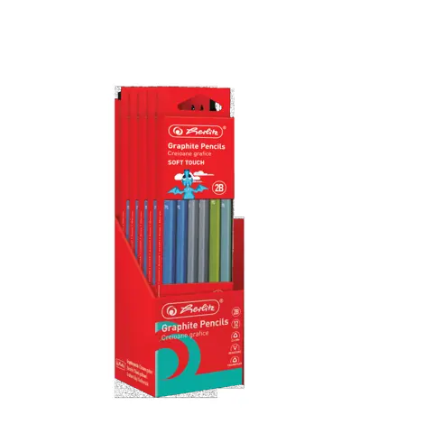 CREIOANE 2B HERLITZ SOFT TOUCH 12 BUC, SECTIUNE TRIUNGHIULARA, MINA REZISTENTA ANTI-RUPERE 2.4MM