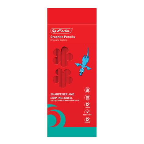 CREIOANE 2B HERLITZ 10 BUC, ASCUTITOARE SI MANSON ADERENT INCLUSE, MOTIV ALBINA, SECTIUNE ROTUNDA, MINA REZISTENTA ANTI-RUPERE 2.4MM