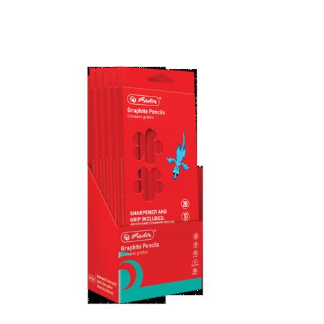 CREIOANE 2B HERLITZ 10 BUC, ASCUTITOARE SI MANSON ADERENT INCLUSE, MOTIV ALBINA, SECTIUNE ROTUNDA, MINA REZISTENTA ANTI-RUPERE 2.4MM