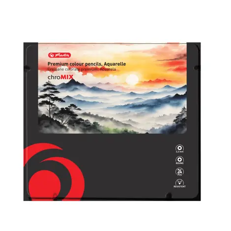CREIOANE COLOR AQUARELLE HERLITZ 24 BUC, ARTMATE, SECTIUNE ROTUNDA, MINA 3.3MM, CUTIE METAL