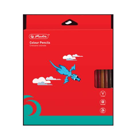 CREIOANE COLOR HERLITZ 24 BUC, SECTIUNE PATRATA, MINA 3MM