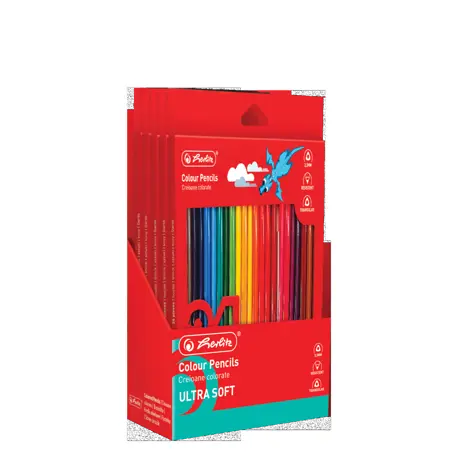 CREIOANE COLOR HERLITZ ULTRA SOFT 24 BUC, SECTIUNE TRIUNGHIULARA, MINA 3.3MM
