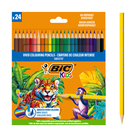 Creioane colorate din lemn Evolution Smooth, 24 culori