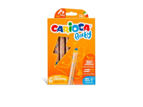 Creioane color 3 in 1 Baby 1+ Carioca, set 6 culori