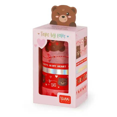 BANDA ADEZIVA-TAPE BY TAPE - SET OF 5 PAPER STICKY TAPES -TEDDY BEAR