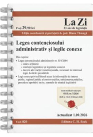 Legea contenciosului administrativ si legile conexe. Actualizat la 01.09.2026