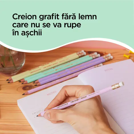Creion grafit Evolution Pastel cu radiera Bl/5