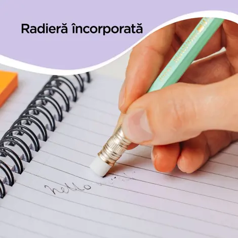 Creion grafit Evolution Pastel cu radiera Bl/5