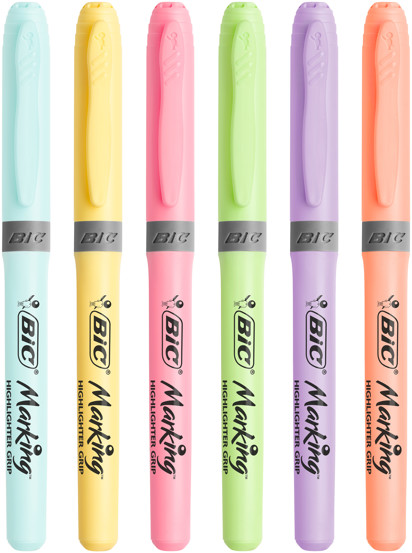 Evidentiator Brite Liner Grip Pastel Bl/6 - bleu, galben pal, roz pal, lime, violet, corai