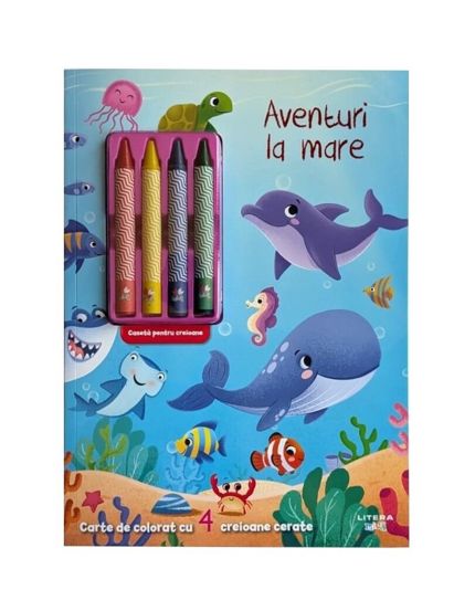 Aventuri la mare. Carte de colorat cu 4 creioane cerate