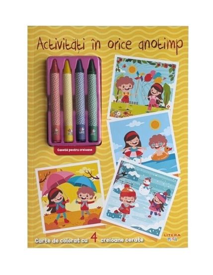 Activitati in orice anotimp. Carte de colorat cu 4 creioane cerate