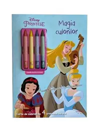 Disney Printese. Magia culorilor. Carte de colorat cu 4 creioane cerate