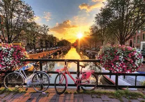 Puzzle Gold Puzzle - Sunrise in Amsterdam, 1.000 piese 