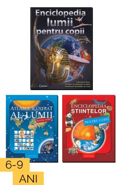 Pachet "Enciclopedia lumii+Enciclopedia stiintelor+Atlasul ilustrat al lumii pentru copii"