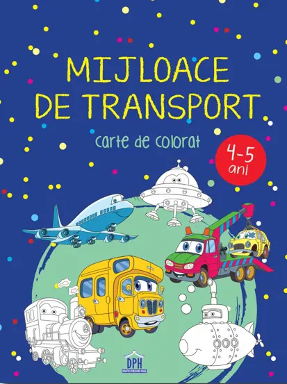 Mijloace de transport (4-5 ani) - carte de colorat