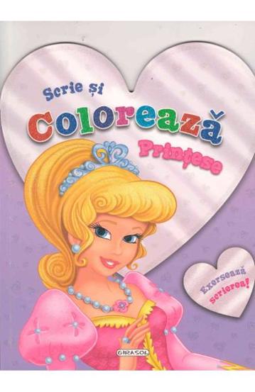 Scrie si coloreaza printese - violet