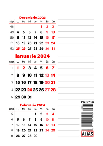 Calendar 2024, triptic cu planner magnetic