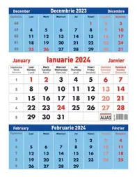 Calendar 2024, triptic 12 file