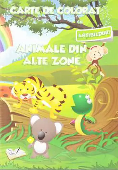 Carte de colorat cu abtibilduri - Animale din alte zone