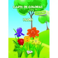 Carte de colorat cu abtibilduri - Flori