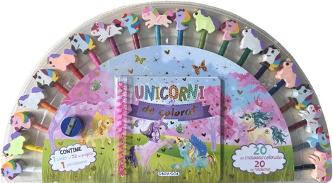 Carte de colorat cu 20 creioane - Unicorni