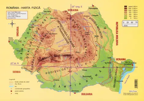 Plansa: Romania. Harta fizica