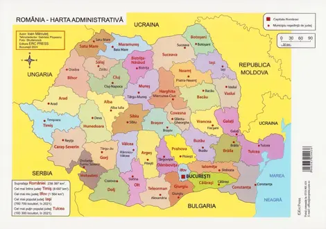 Plansa: Romania. Harta administrativa