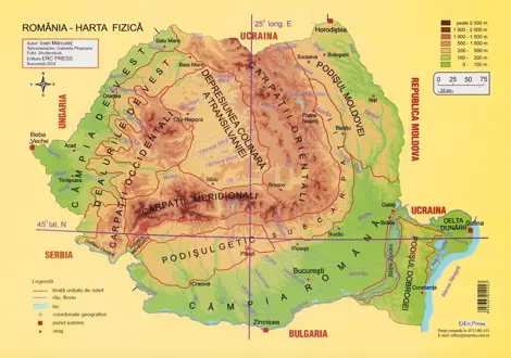 Plansa: Romania. Harta fizica (resigilat)