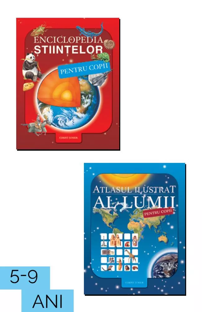Pachet "Enciclopedia stiintelor + Atlasul ilustrat al lumii pentru copii" (resigilat)