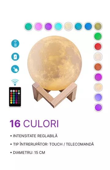 Pachet Seria Camelot + Lampa Luna Plina 3D